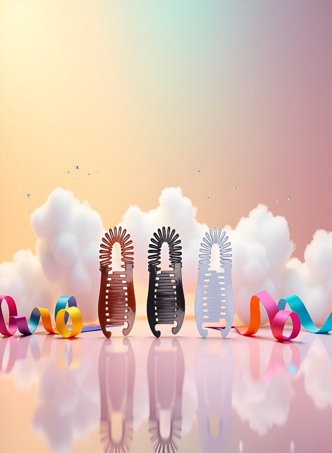 Sluswallow 3Pcs Colorful Elongated Interlocking Plastic Banana Clip Hair Combs - Women Two Sides Hair Combs Ponytail Hair Clincher Hair Accessories for Ponytail Holder, Hair Clips, Clips and Barrettes - Image 4